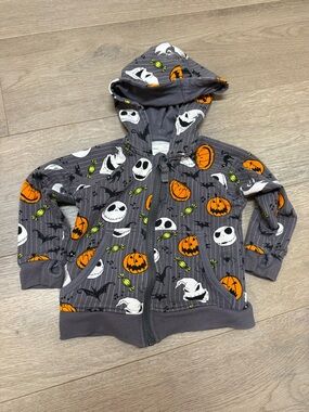 Little Sleepies Gray Halloween Jack Skellington Pumpkin Hoodie